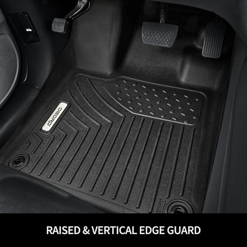 Image of OEDRO Floor Mats Fits for Ford F250 /F350 /F450 2026-2017 Super Duty Crew Cab w /Under Seat Storage, TPE All Weather Custom Fit F-250 /F-350 Car Accessories 1st&2nd Bucket Seats