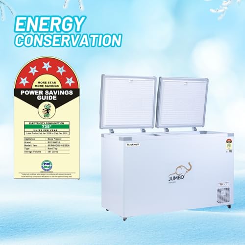Image of Rockwell 450DDU Double Door 5 Star Convertible Deep Freezer | Fast Cooling, Low Power Consumption, 4 Year Warranty, Energy Efficient, Perfect for Restaurants & Homes, Dual Mode Use