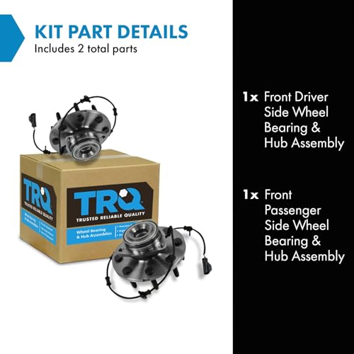 Image of TRQ 2 Piece Front Wheel Bearing & Hub Assembly Set Compatible with 2006-2008 Dodge Ram 1500, 2500, 3500