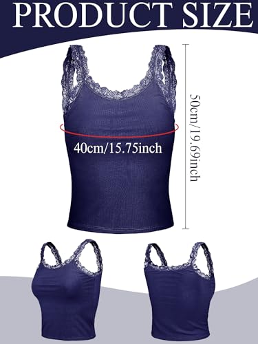 Hicarer 6 Pieces Lace Camisole Tank Tops Lace Trim Camisole Straps Womens Cami Undershirt Ribbed Tank Tops for Women3