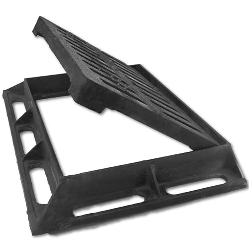 MOSINSBO Cast Iron Drain Grate and Frame 12x8 in, B-Class 28100 lbs Heavy-Duty Driveway Channel Cover, Outdoor Trench Drainage Grate with Base, Rectangle Metal Sewer Cover for Garage (IL11.8 x IW7.9)