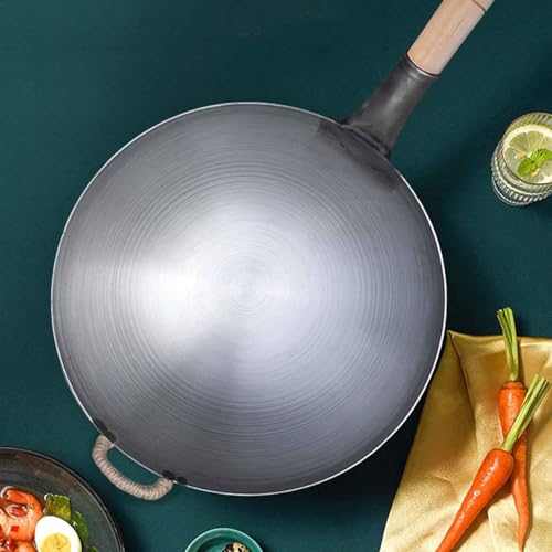 Wok de hierro fundido con mango de madera 36 cm miniatura 6