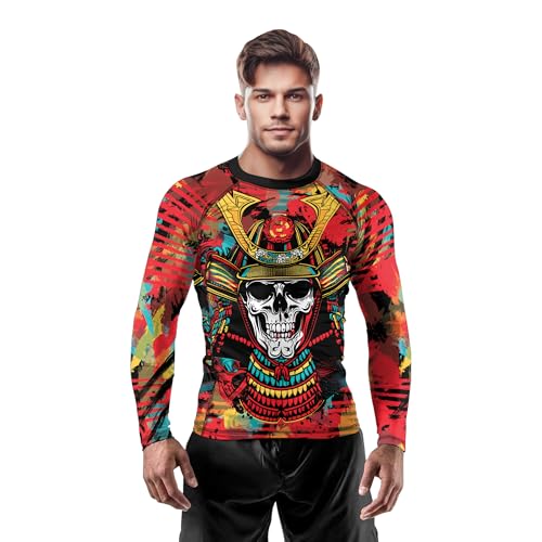 Samurai Jiu Jitsu Rash Guard for Men – Long Sleeve MMA BJJ No-Gi Grappling Compression Shirt4