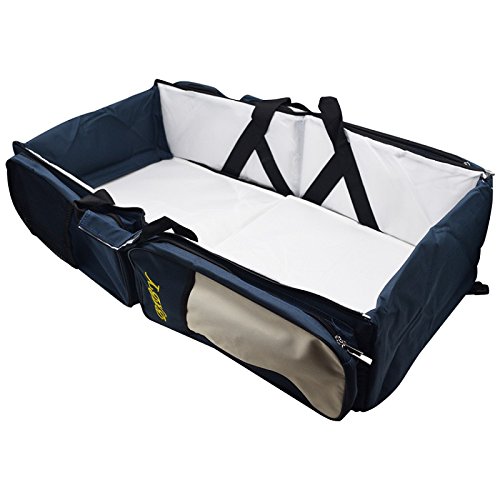 CONNECTWIDE® Baby Bed Special Bed & Bag Comes with Many compartments which Save The Space Very Useful for Travel (Grey)