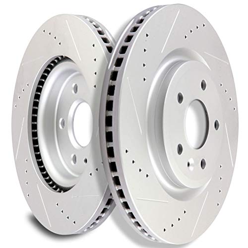 [SCITOO Brake Kits] - Front Drilled Slotted Brake Rotors for 11-18 for Ford Explorer,17 for Ford for F-150,12-18 for Ford Flex,11-18 for Ford Taurus,11-12 for Lincoln MKS,11-18 for Lincoln MKT