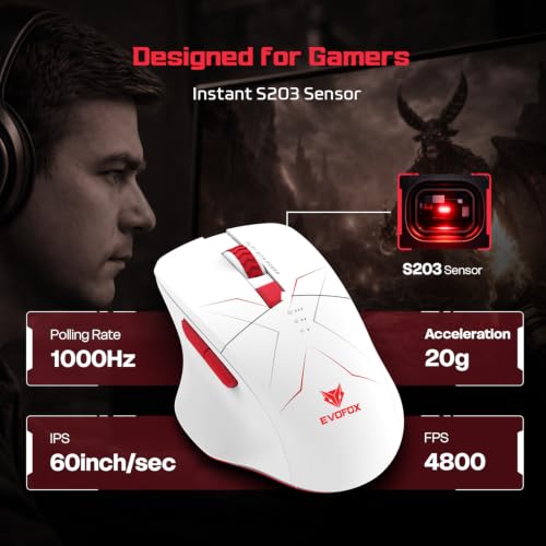 EvoFox Shadow X Pro Wireless Gaming Mouse White - Image 4