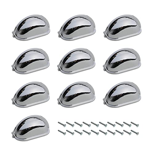 HARMAC HOUSE Chrome Cabinet Cup Handles 10 Pack Chrome Shell Shape Cupboard Drawer Pull Cup Handles