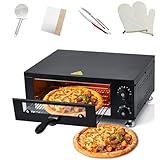 Electric Pizza Oven Indoor Countertop Pizza Oven with Viewing Window, 12 Inch Stainless Steel Electric Countertop Pizza Maker for Fast Baking, Kitchen, Restaurant, Home Use, 1100W, Black