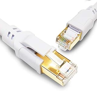 CAT8 Ethernet Cable 33FT, High Speed 40Gbps 2000MHz SFTP Internet Network LAN Wire Cables with Gold Plated RJ45 Connector for Router, Modem, PC, Switches, Hub, Laptop, Gaming (33ft/10m) White