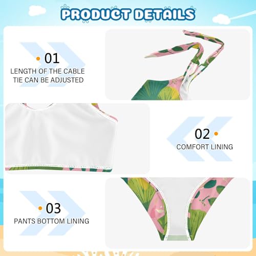 KLL Hand Painted Ginkgo Leaves Girl Two Piece Bikini Sets Quick-Dry Beach Bathing Suit Swimwear4
