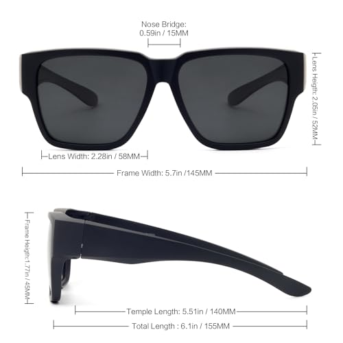 Image of Face Shadow Over Glasses Sunglasses for Men | Polarized Lightweight UV400 Unisex Fit Over Glasses