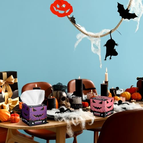 Image of Fourluoo 12 Pack Halloween Facial Tissues Cube Face Boxes 600 Sheets 3 Ply