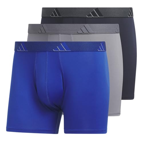 adidas Men's Microfiber Trunk Briefs (3-Pack) Performance Stretch Moisture-Wicking Underwear
