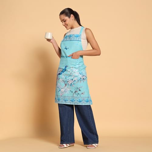 Image of ishro home Premium Apron for Kitchen Cotton | Luxury Kitchen Apron with Large Front Pocket | Adjustable Fit | Stain-Resistant, Machine Washable |