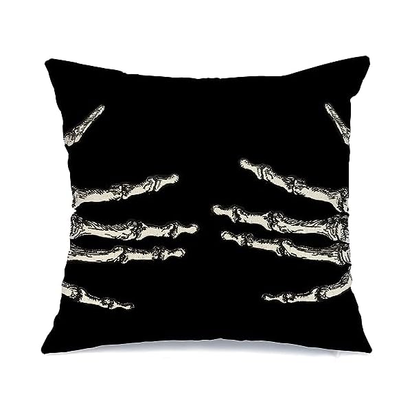 AACORS Halloween Decor Throw Pillow Cover 18X18 Skeleton Decorations Farmhouse Decorative Black Cushion Case Autumn for Home Sofa Couch