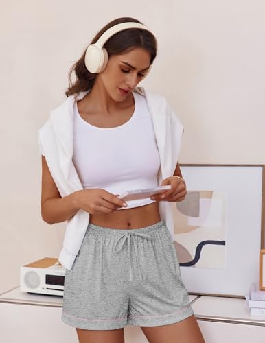 Ekouaer Womens Pajama Shorts Casual Summer Sleep Shorts Cute Printed Lounge Pj Bottoms with Drawstring & Pockets3