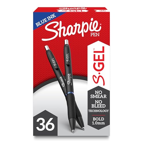 Sharpie S-Gel, Gel Pens, Bold Point (1.0mm), Blue Ink Gel Pen, 36 Count