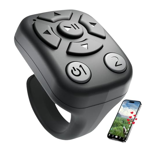 Cadiwe TikTok Scrolling Ring - Bluetooth Remote for TikTok Clips & Tunes, iPhone-Compatible Fingertip Wireless Bluetooth Controller, Ideal for iPad, iOS & Android, with Lively Camera Shutter-(Black)