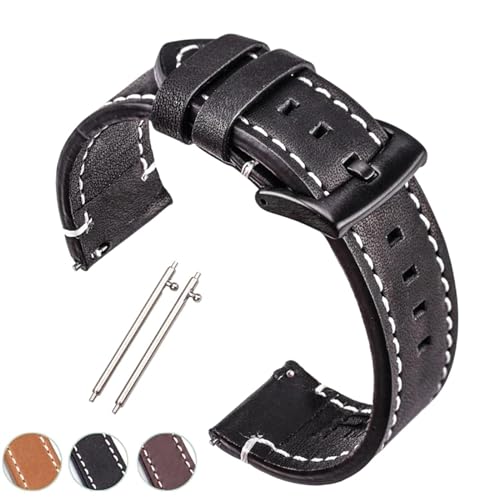 Cuir authentique 18/22/24 mm bracelet de montre solide noir