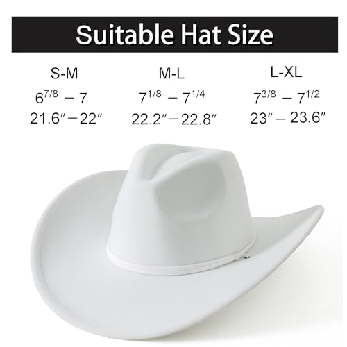 Image of Lanzom Women Men Retro Felt Wide Brim Western Cowboy Cowgirl Hat Dress Up Hat with Wind Lanyard