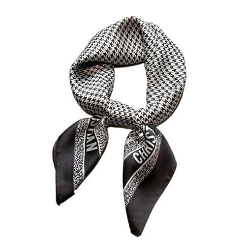 Versatile Simulation Silk Scarf Square Scarf Retro Square Silk Scarf Women for Women(Black)