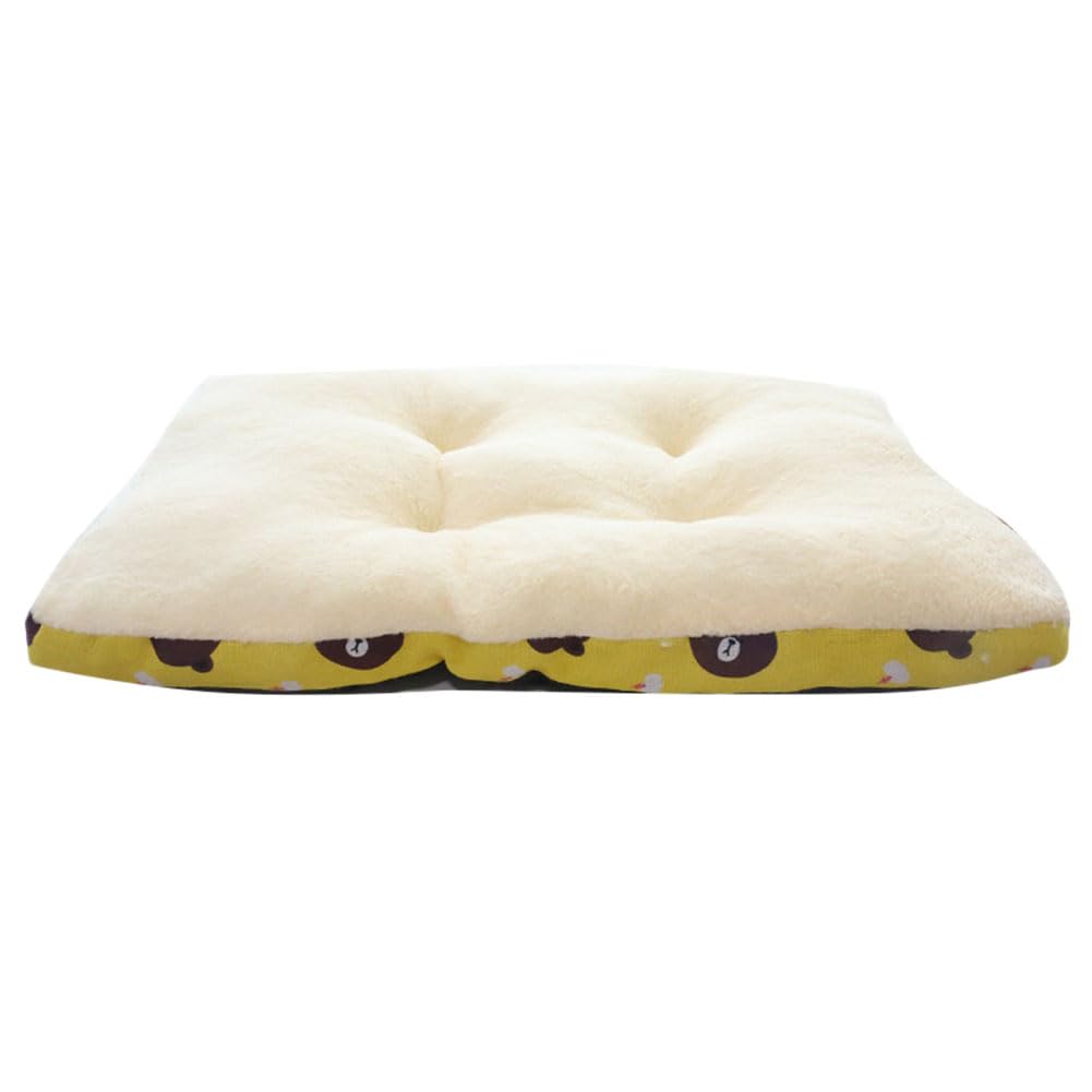 YOUCAI Dog Bed Mat, Calming Dog Bed, Dog Crate Mattress with Slip-Resistant Bottom, Cat Bed Warm Cosy Soft Plush Pet Cushion for Indoor,Yellow,87x73cm