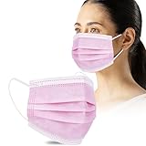 BW BEST WAY 100 Pack 3 Ply Disposable/Filter Protection Face Masks for Adult Men Women (Pink - 3 Ply)
