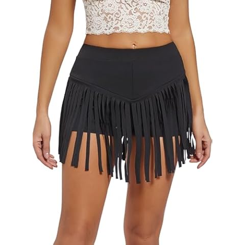 Womens Black Cowgirl Fringe Shorts by EVELUST Cover