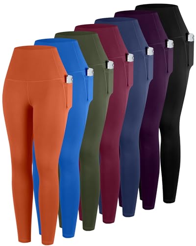 Image of ATHVOTAR Leggings with Pockets for Women, 7 Packs High Waisted Workout Tummy Control Yoga Pants