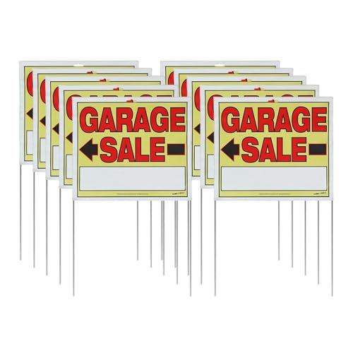 Sunburst Systems 3905 Garage Sale Sign, Assembled with metal U-Stake, Double Sided, 14