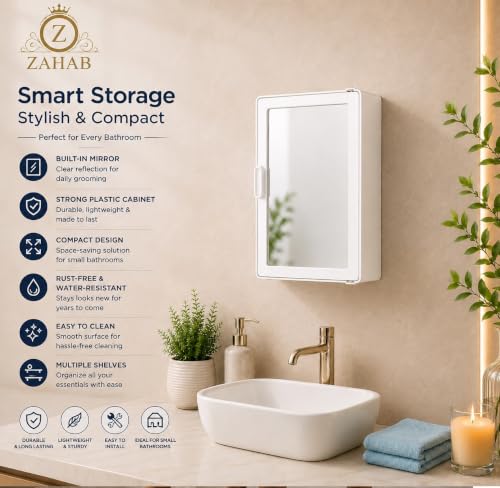 zahab Bathroom Cabinet with Mirror White - Image 3