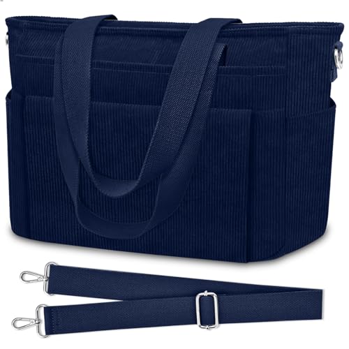 TEUEN Bolso Bandolera Mujer, Casual Tote Bag Mediano Bolso Shopper de Pana Ligero Bolso Crossbody Grande con 2 Correa y Múltiples Bolsillo para Viajar Escuela Compras Trabajo TEUEN Bolso Bandolera Mujer, Casual Tote Bag Mediano Bolso Shopper de Pana Ligero Bolso Crossbody Grande con 2 Correa y Múltiples Bolsillo para Viajar Escuela Compras Trabajo