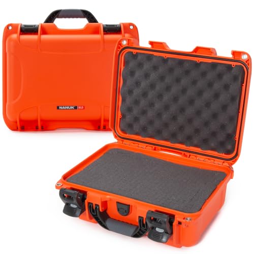 Image of NANUK 915 Hard Case with Cubed Foam - Compact Waterproof Travel Camera Hard Case with Padded Dividers, 13.8 inch x 9.3 inch x 6.2 inch - Dustproof and Impact Resistant, Airline Carry-On Approved - Orange