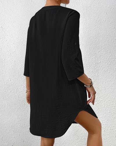 Bsubseach Swimsuit Coverup for Women V-Neck Bathing Suit Cover Up Summer Causal Short Sleeve Beach Dress3