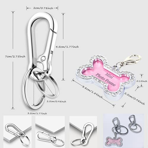 Dog Tag Clips, 2 Pack Stainless Steel Quick Clip With Double Rings + Bone Shape Dog Id Tag, Metal Keychain Key Clip Diy Dog Cat Tags Holder For Collars Harnesses #TOP5