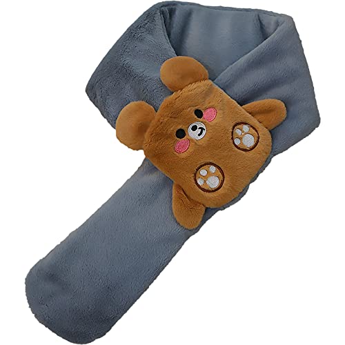 MOOVGTP Beheizter Schal für Kinder, 60 cm, niedliches Cartoon-Tier-Nackenwärmekissen, Therapie, beheizter Winter-Schal, weicher Plüsch, elektrischer Nackenwickel für Jungen und Mädchen, blau Cover