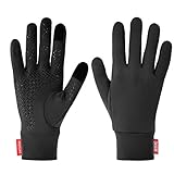 Aegend Lightweight Running Gloves Warm Gloves Mittens Liners Women Men Touch Screen Gloves Cycling Bike Sports Compression Gloves for Winter Early Spring Or Fall, Deep Grey, Medium