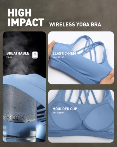 Image of RUNNING GIRL Sports Bras for Women,Crisscross Back High Impact Sports Bra with Hook Closure Workout Supportive Bra