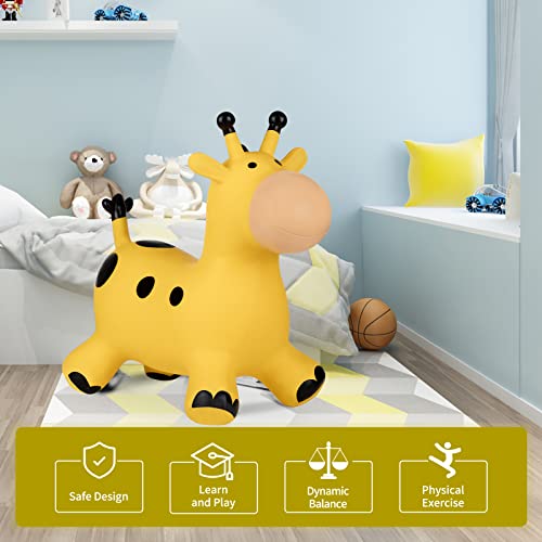 Inpany Giraffe Bouncy Horse Hopper - Inflatable Jumping Horse, Ride On Rubber Bouncing Animal Toys For Kids/Toddlers/Children/Boys/Girls (Pump Included) #TOP3