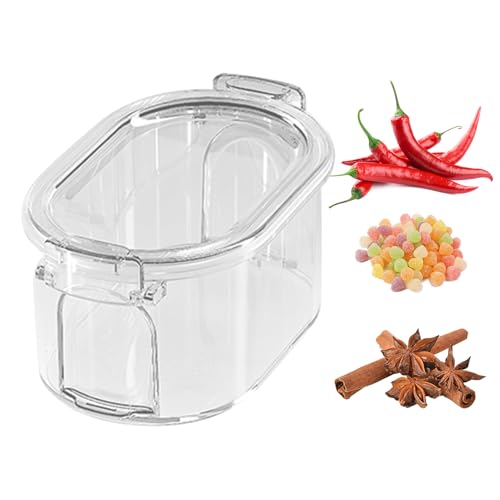 Qumiuu Envases de Sal para Encimera - Utensilios De Cocina Reutilizables Herméticos Transparentes,Recipiente Para Azúcar Con Tapa - Para Picnic Horneado Condimento Comida Cocina Hogar Exterior