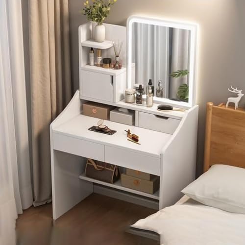 NKX Makeup Vanity Table Dressing Table Flip Mirror With Drawers