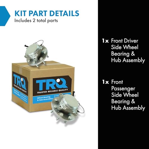 Image of TRQ 2 Piece Front Wheel Bearing & Hub Assembly Set Compatible with 2012-2013 Ram 2500 2012 3500