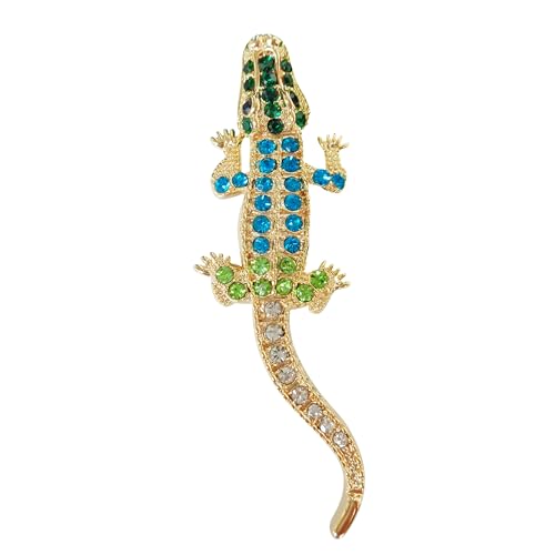 Image of Navachi 18k White Gold Plated White Crystal Crocodile Alligator Az7262 Brooch Pin