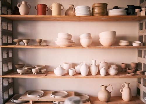CORFOTO 6x4ft Fabric Ceramic Pottery Studio with Shelves of Unfinished