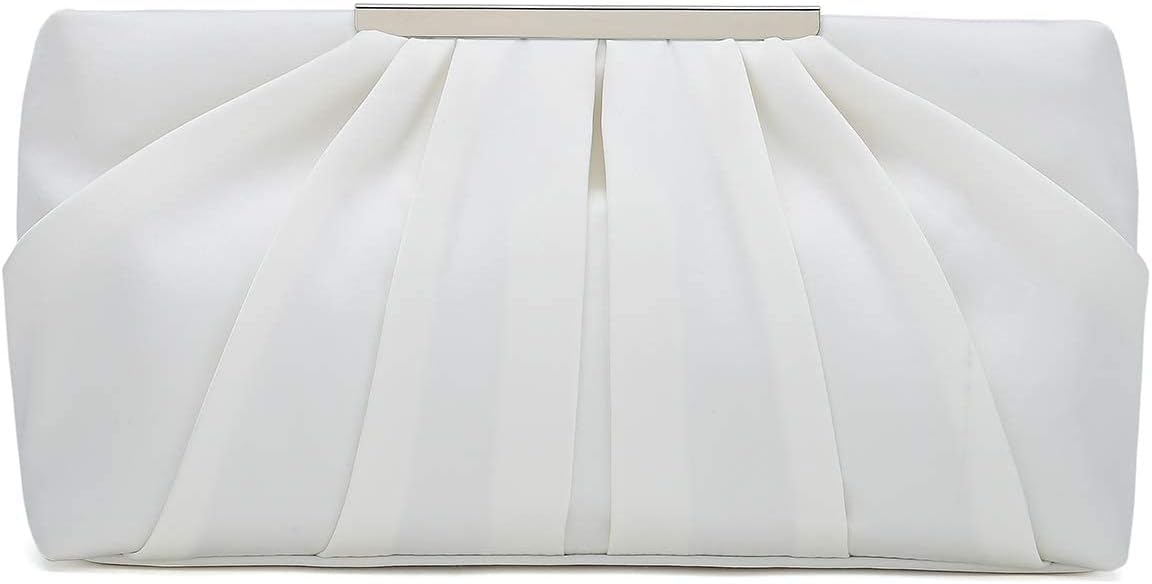 CHARMING TAILOR Clutch Evening Bag Elegant Pleated Satin Formal Handbag Simple Classy Purse for Women