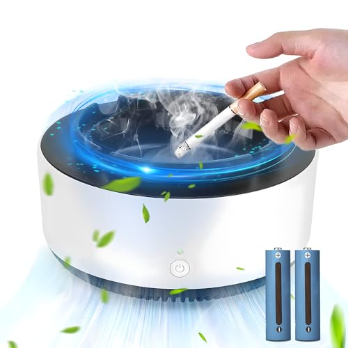 Cenicero sin humo，Cenicero Multifuncional sin Humo con Filtro，Purificador de aire 2 en 1，cenicero con extractor de humo, ideal para oficina en casa o...