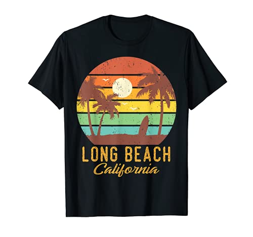 Long beach california ca rétro beach surf palmier souvenir t-shirt