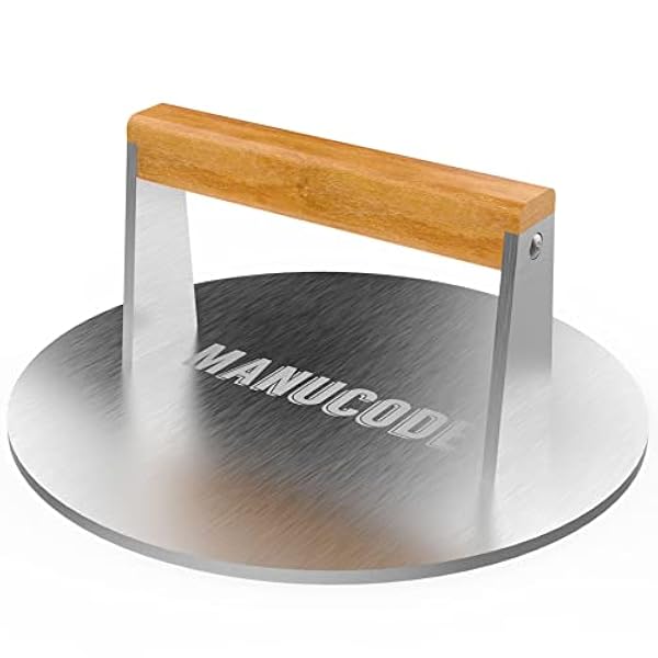 Manucode Rostfritt stål grillpress – 23 cm smash burger press – 1,6 kg hamburger smasher för grill och grill