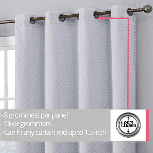 Hlc.me Siena Pattern 100% Total Blackout Thermal Insulated Lined Long Window Curtain Drapery Grommet Panels For Living Room & Bedroom - Energy Savings & Soundproof, Set Of 2 (50 X 108 Inch, White) #TOP2