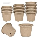 RUCUDIM Abbaubare Anzuchttöpfe 20 Stück, Ø 11cm Biologisch Abbaubare Pflanztöpfe mit 20pcs Kunststoffetiketten, Pflanztopf, Saattopf, Pflanzenanzucht für Gemüse, Obst, Kräuter, Blumen